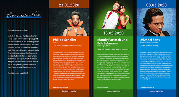Flyer mit Vorder und Rückseite zum Programm
