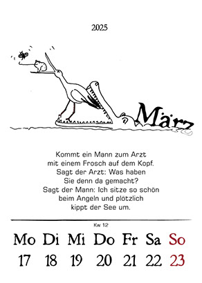 Vier Beispielseiten aus dem Froschwitzkalender 2025