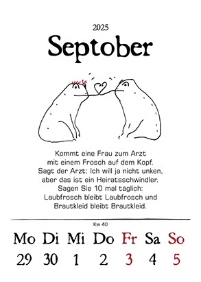 Vier Beispielseiten aus dem Froschwitzkalender 2025
